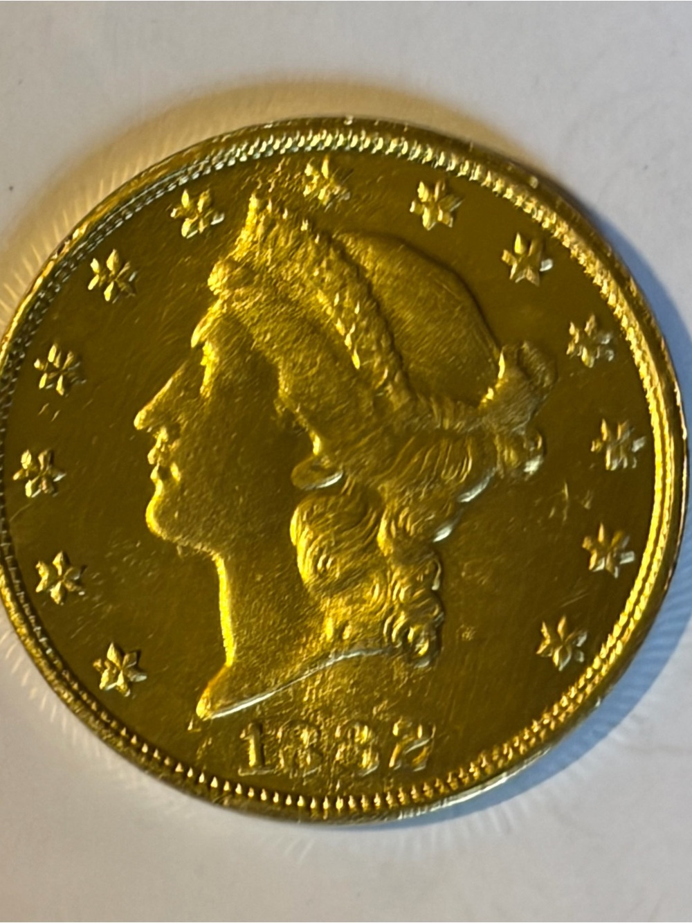 Rare Gold 1882 Liberty Head $20 Coin Near Mint Condition